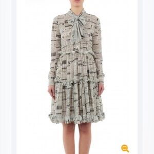 Moschino Women's dress tulle News Print white midi dress